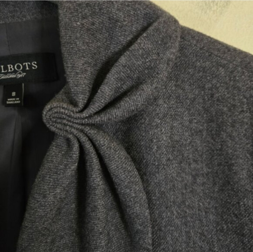 Talbots Women's Kate Fit Grey Wool Blazer Gatheted Lapels Button Closure Size 8 - Picture 6 of 16